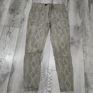 Express Olive Snake-Print Skinny Jeans
